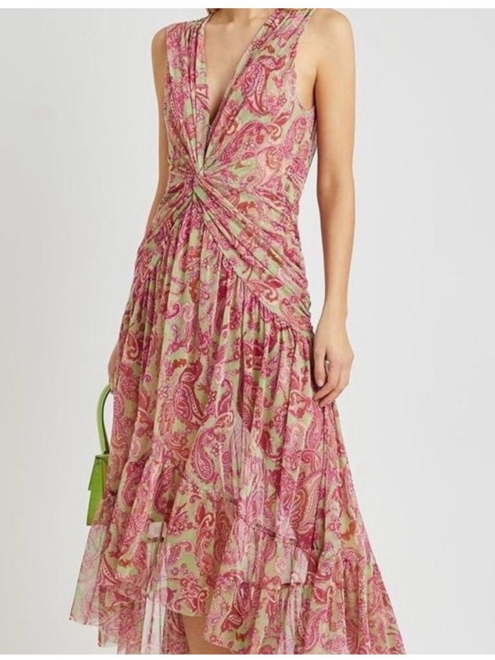 MISA Los Angeles Paisley Twist Front Midi Dress – Size Medium